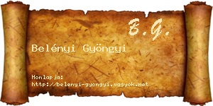 Belényi Gyöngyi névjegykártya